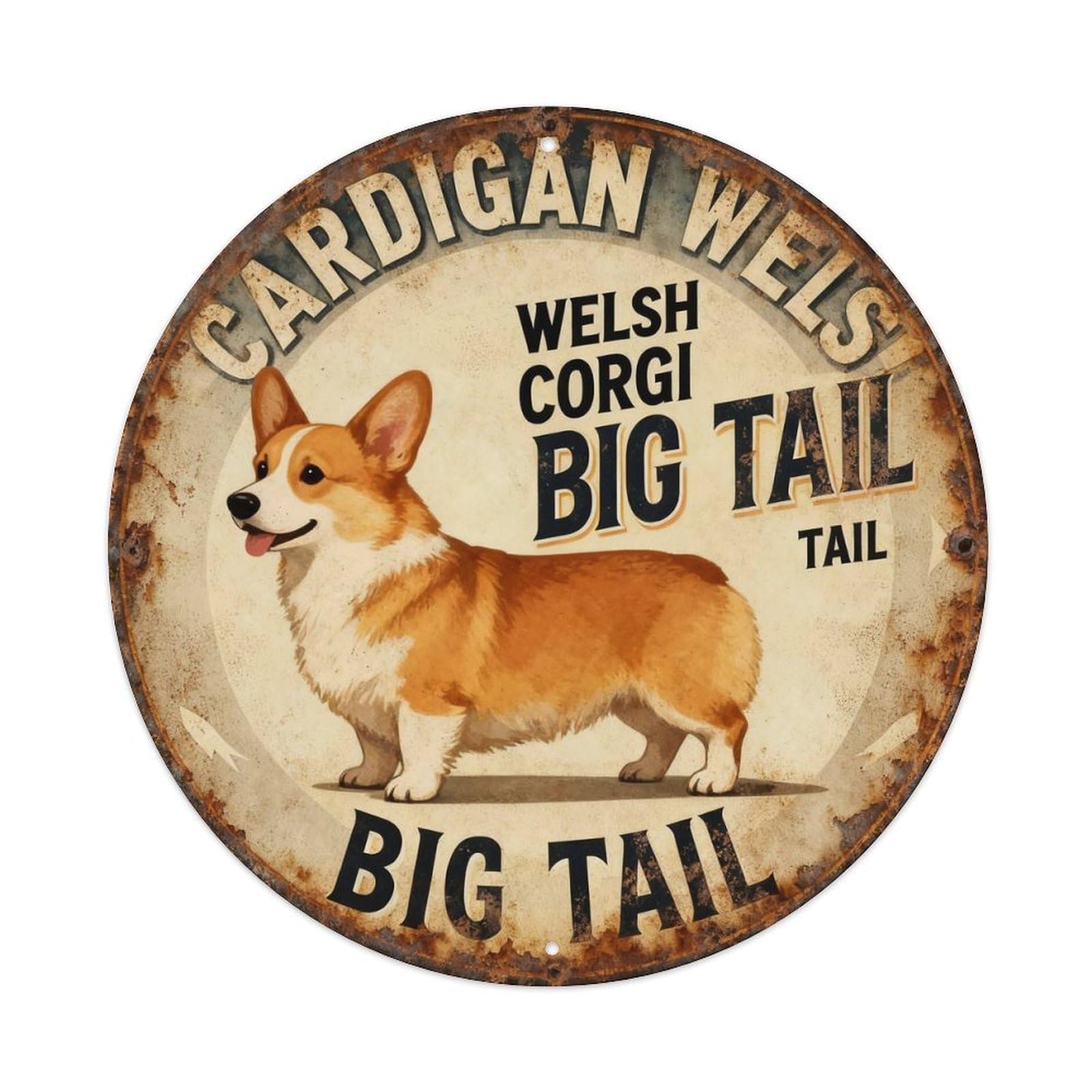 Cardigan Welsh Corgi Big Tail Metal Tin Sign Plaque