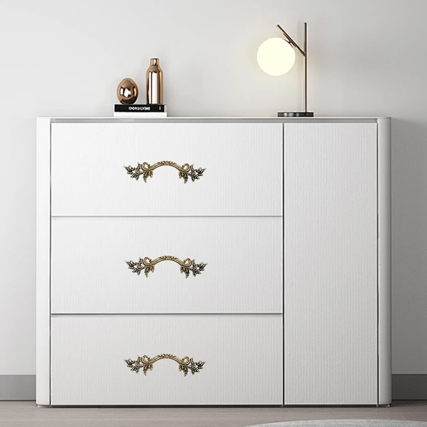 4PCS 6Inch Vintage Drawer Pulls, Antique Bronze Cabinet Handles, Euro Style Dresser Hardware, Classic Decorative Furniture Handles for Kitchen, Bathroom, Cupboard