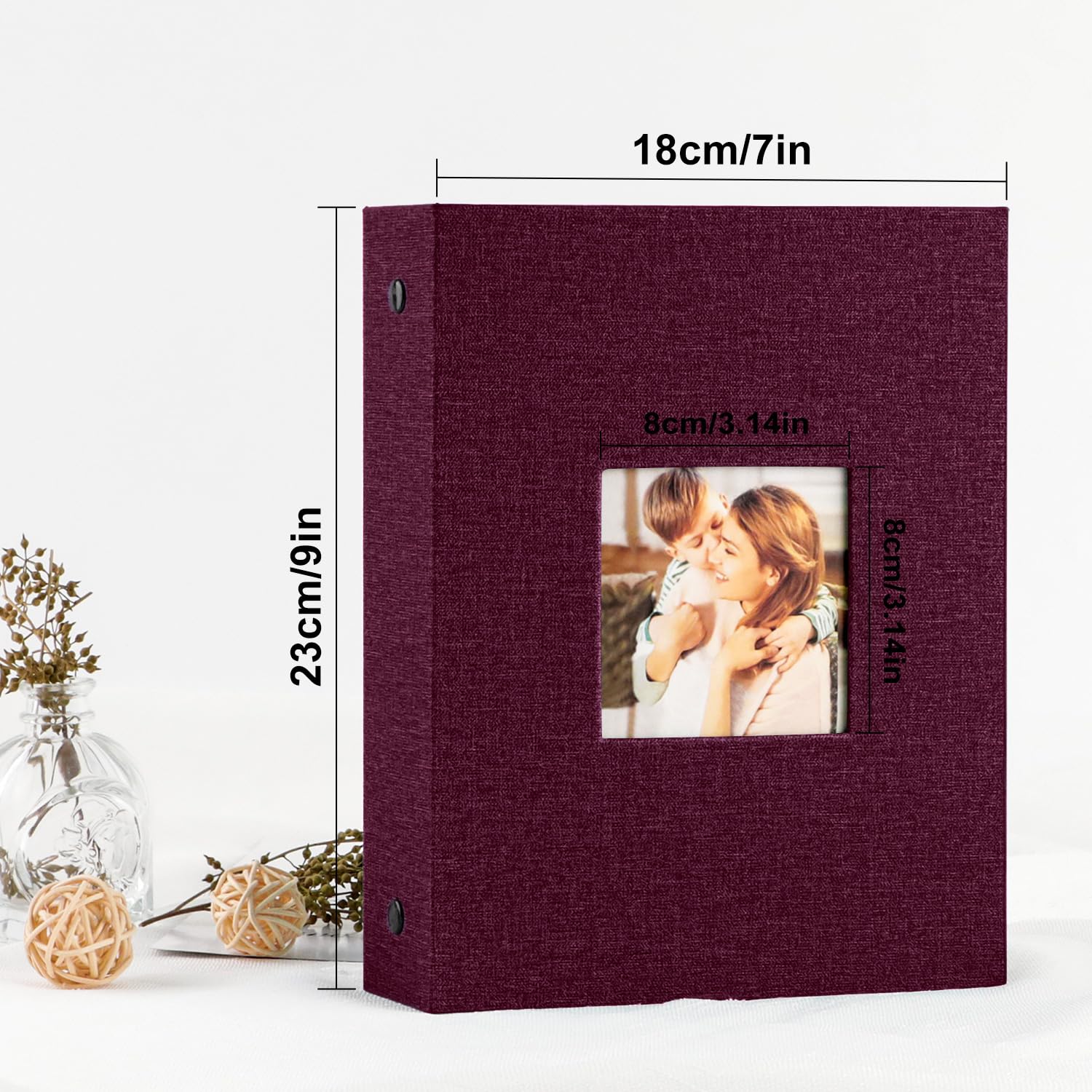 Benjia Photo Album 6x4 200 Pockets Slip in, Linen 200 Pockets Photo Albums Holds Landscape Only 10x15cm Picture Burgundy - Image 2