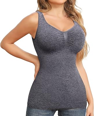 Shapewear Camisoles With Built in Bra Tummy Control Compression Tank Tops for Women Body Shaper Padded Tanks