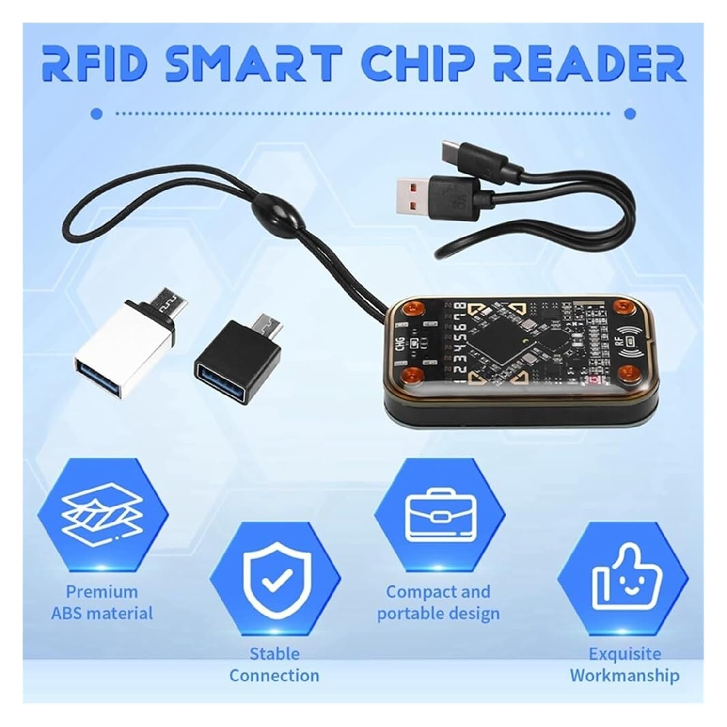 Ultra Smart Card Reader Writer - Dual Frequency 125kHz & 13.56MHz, Portable Contactless Badge Decoder & CUID Card Emulator