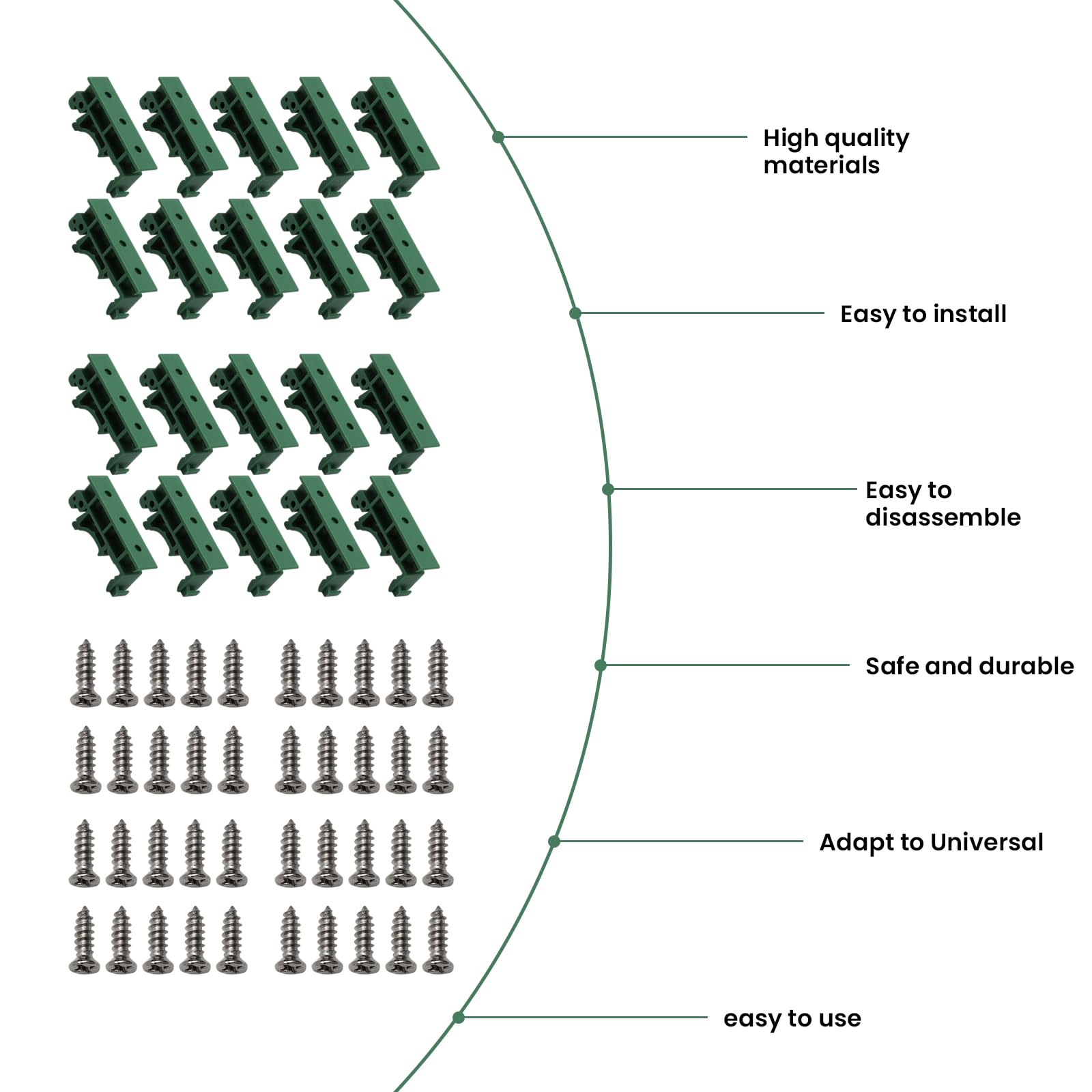 20 Piezas PCB DIN Soporte de Montaje, Verde PCB DIN C45 Adaptador Juego de Adaptadores con 40 Tornillos, Carril DIN Adaptador para Carril de Montaje DIN 45 35 mm PCB Soporte de Montaje