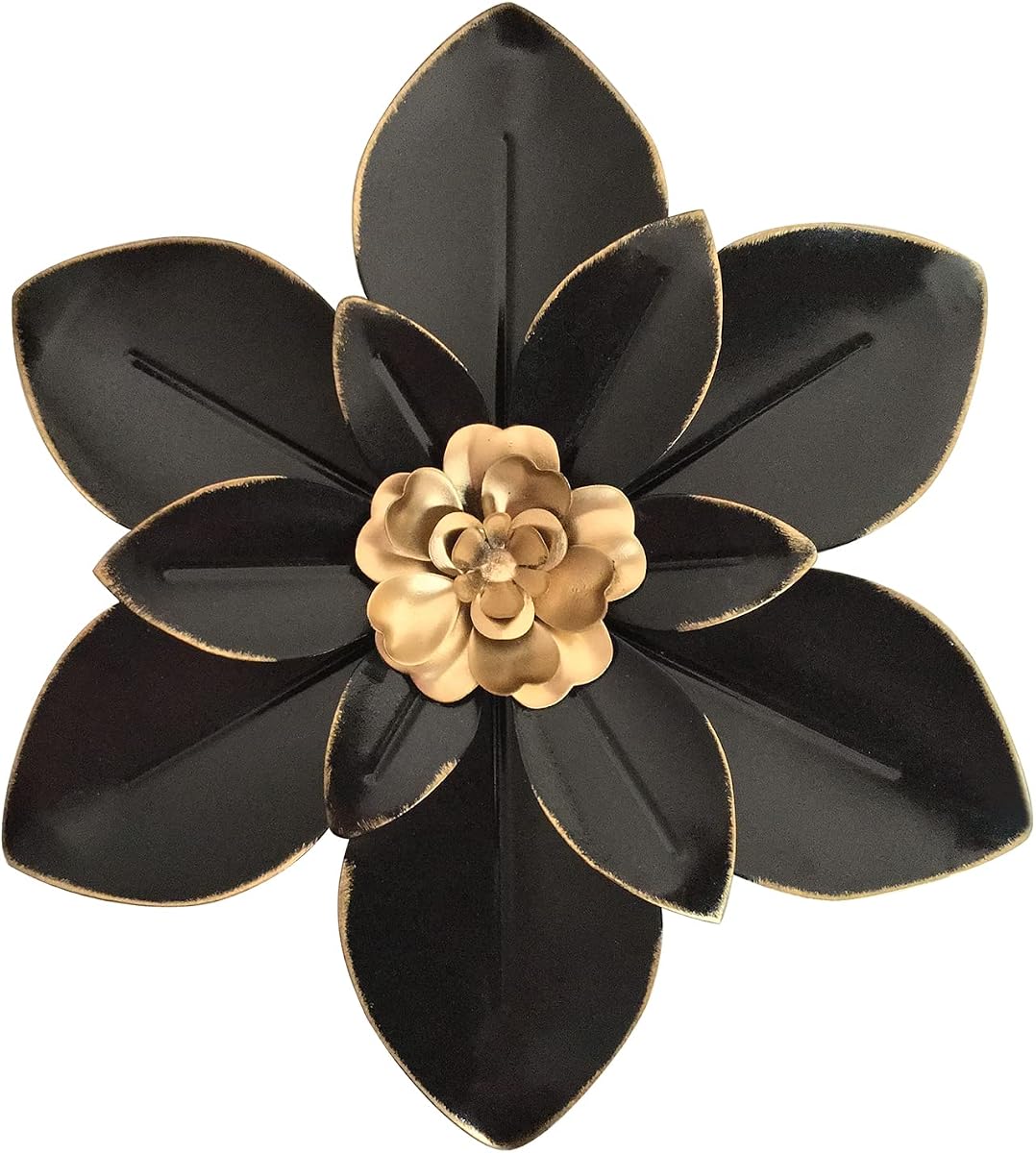 Decoración de pared de flores de metal, escultura floral moderna rústica de 10.0 in, hierro envejecido para colgar en la pared, decoración del hogar, obras de arte para interior, cocina, dormitorio, sala de estar, oficina, jardín al aire libre, patio | Hierro envejecido para colgar en la pared, decoración del hogar, obras de arte para interior, cocina, dormitorio, sala de estar, jardín al aire libre, patio