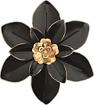 Golden Décor de mur d'art de fleur de métal, 9.5“ Rustique Moderne Floral Sculpture, Mur en Fer Détresse Suspension Maison Décoration Oeuvres Accent pour Cuisine Intérieure Chambre Salon Bureau Jardin Extérieur Patio