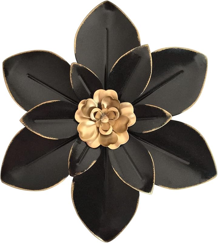 Decoración de pared de flores de metal, escultura floral moderna rústica de 10.0 in, hierro envejecido para colgar en la pared, decoración del hogar, obras de arte para interior, cocina, dormitorio, sala de estar, oficina, jardín al aire libre, patio | Hierro envejecido para colgar en la pared, decoración del hogar, obras de arte para interior, cocina, dormitorio, sala de estar, jardín al aire libre, patio