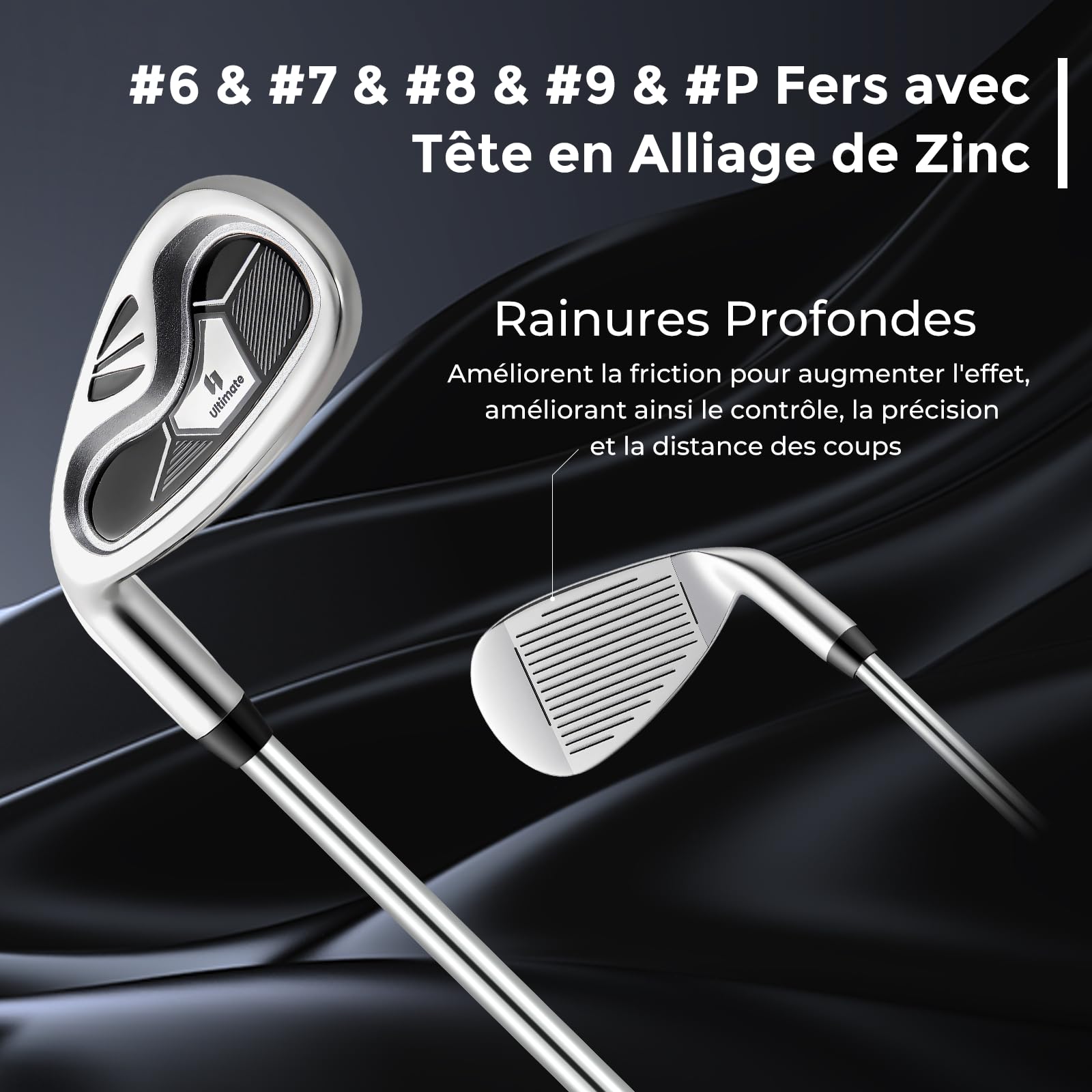 GYMAX Ensemble Complet de Clubs de Golf pour Homme Gaucher, Driver #1, Fer #6, #7, #8, #9 et P, Putter, Sac Trépied Portable avec Housse Anti-Pluie, Base Antidérapante