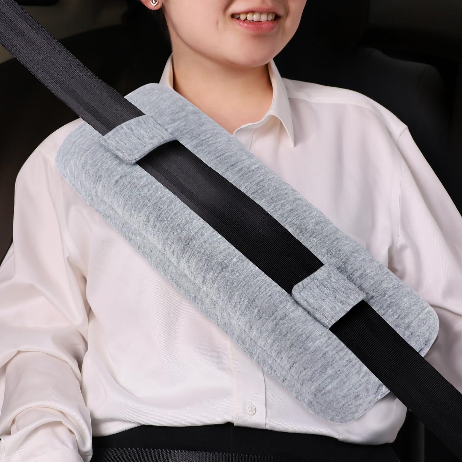 Seat Belt Pillow for Mastectomy Post-Surgery, Heart Surgery Recovery Support Cushion Pad for Chest Chemo Port Pacemaker Bypass Hysterectomy Recovery Gifts for Women (Light gray)