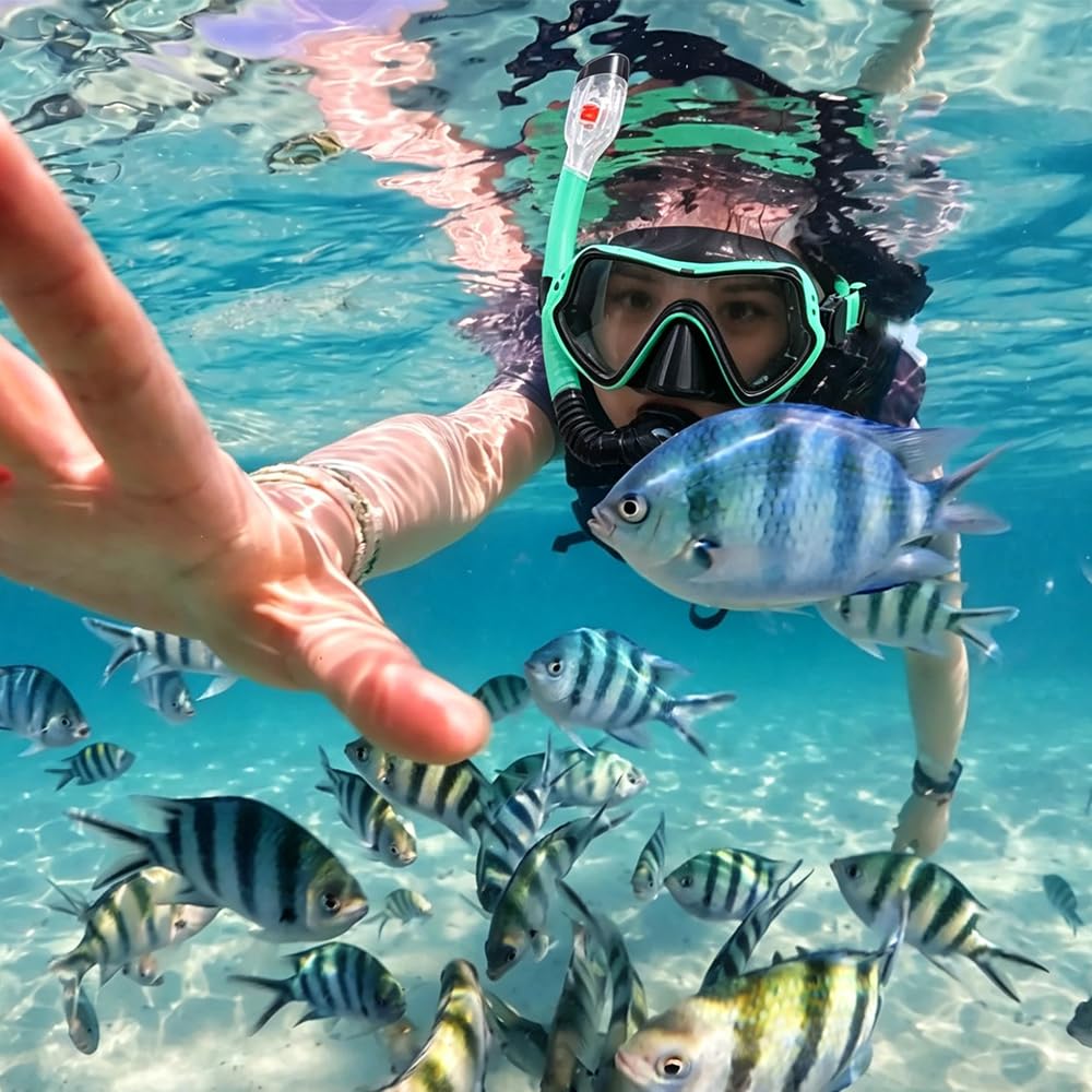 Kit da Immersione per Adulti, Maschera da sub a Tenuta Stagna, Boccaglio a Secco con Maschera Antiappannamento, Set da Snorkeling per Uomo e Donna, Attrezzatura Subacquea a Tenuta Stagna per Immersion