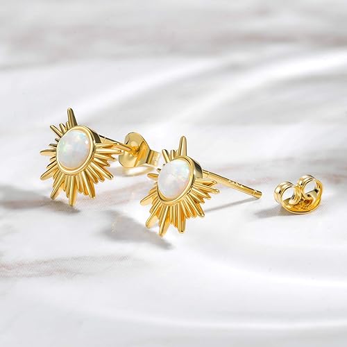 Miniatura 2 de Gold Star and Sunburst Stud Earrings - AllenCOCO Ear Climbers Earrings for Women, 14K Gold Plated, 925 Silver Post Hypoallergenic