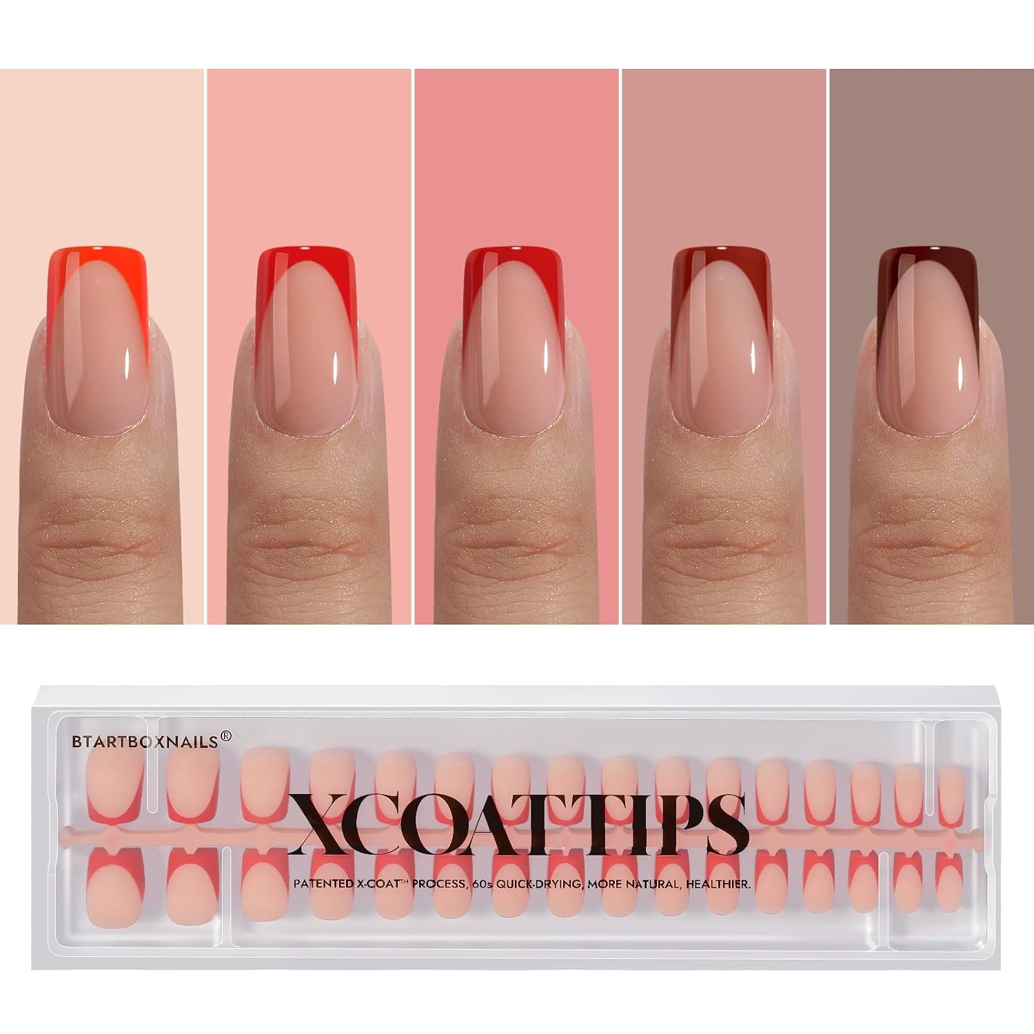 btartboxnails XCOATTIPS - Solid Nail Gel Glue, French Tip Press on Nails with Solid Nail Gel Glue