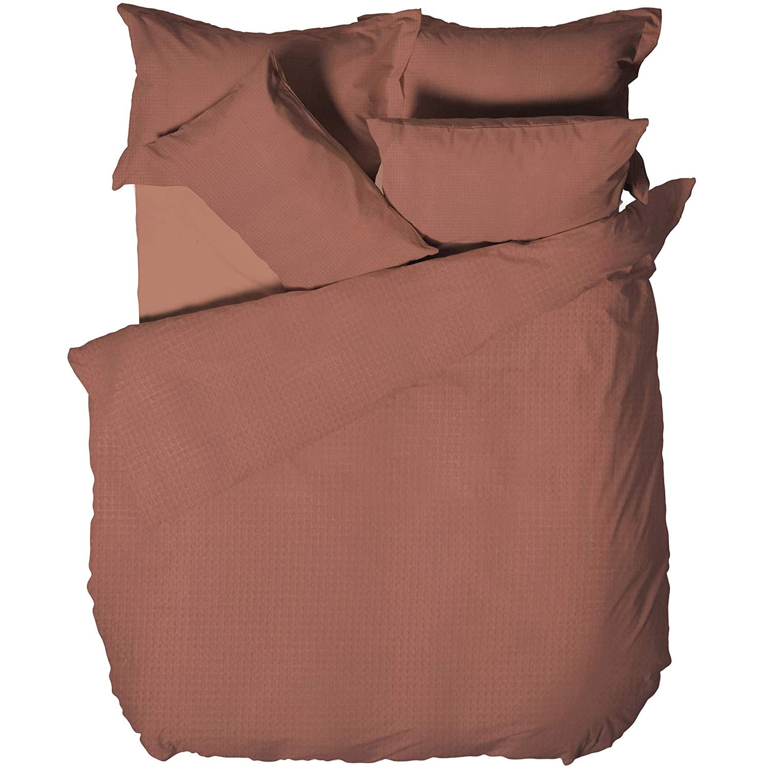 Riva Paoletti Pościel, Zestaw Poszewek na Kołdrę w Rozmiarze King Size, Tekstura Splotu Waflowego, 2 Poszewki na Poduszki z Tkaniny Oxford w Zestawie, 100% Bawełna, Można Prać w Pralce, 228 x 218 cm
