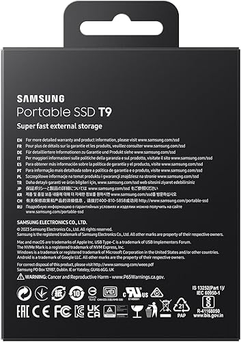 Samsung T9 Portable SSD 2TB, Up to 2,000MB/s, USB 3.2 Gen 2x2 External Solid State Drive, Up to 3 m drop resistant, for Creative professionals, YouTubers, Content creators, Mac compatible, MU-PG2T0B - 6