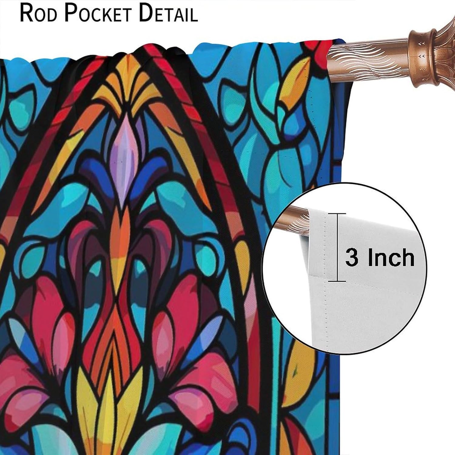 Vintage Stained Glass Curtains, Hand-Painted Natural Plants Flowers Abstract Window Decorations, Bedroom Living Room Blackout Curtains42X45 Inch