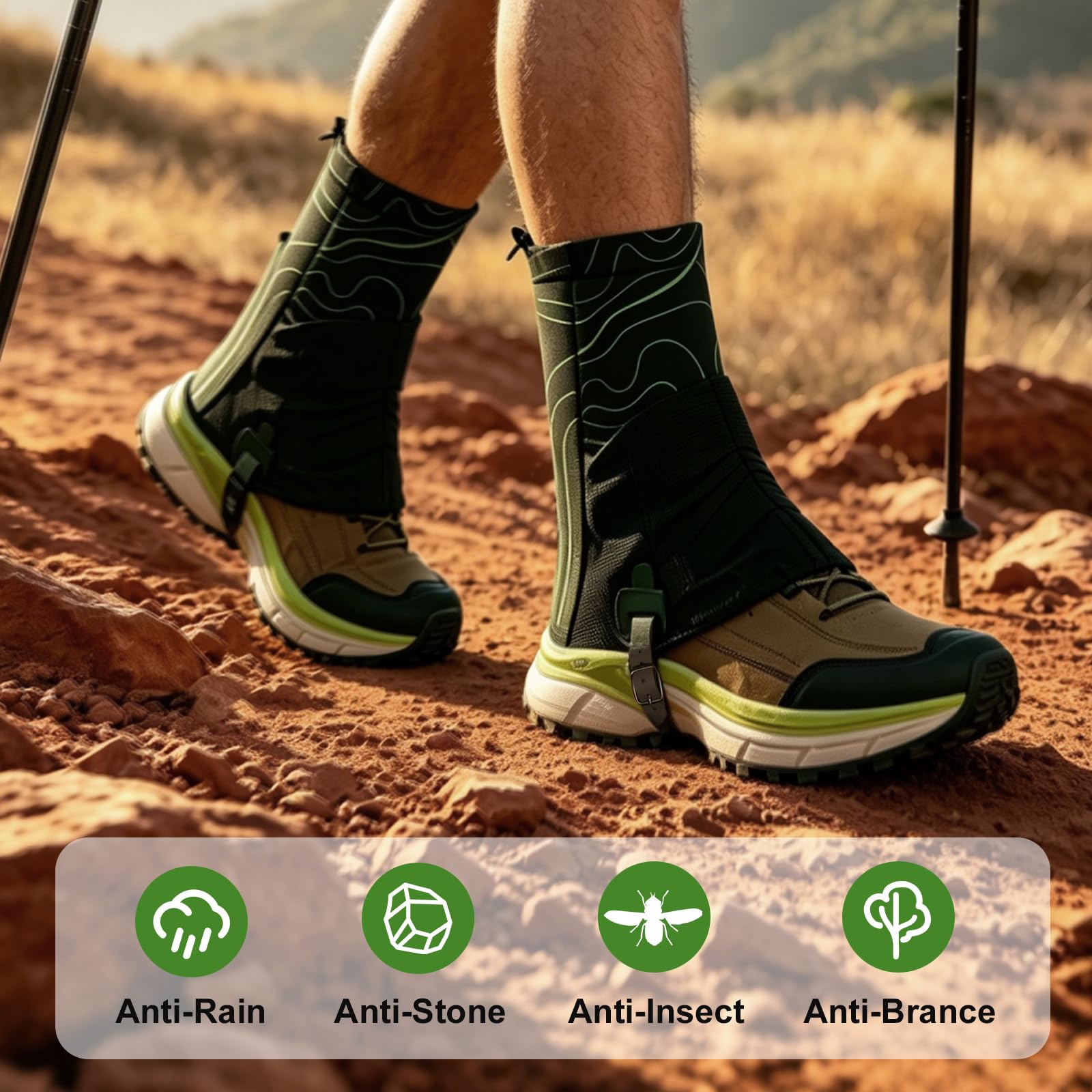 Trail Low Gaiters Unisex, Trailrunning Schuhgamaschen zum Laufen, Atmungsaktiv Gamaschen zum Wandern, Sport wasserdichte Trail Gaiters für Outdoor, Wandern, Camping, Klettern