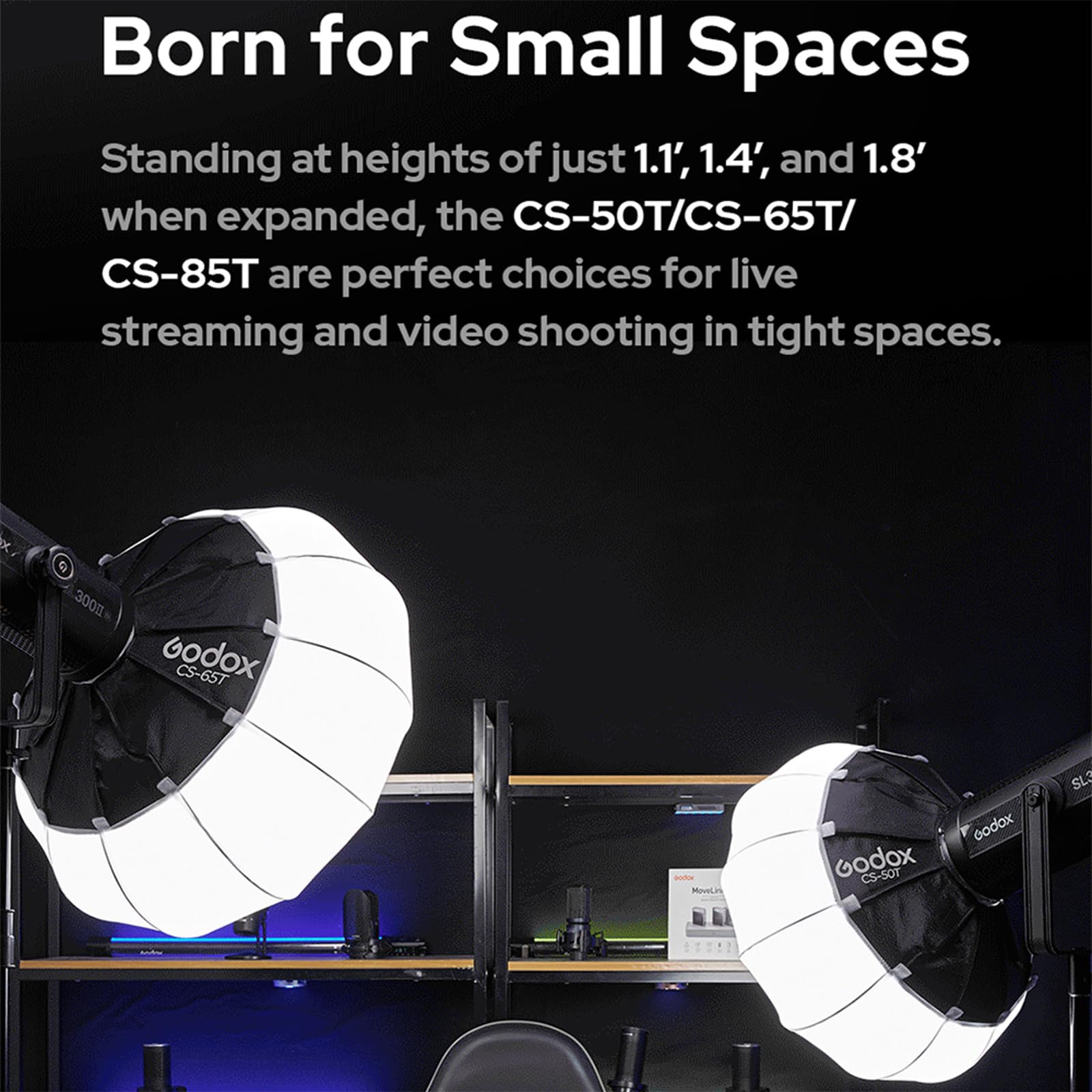 GODOX CS-65T 65cm Lantern Softbox Modificador fotográfico y Suave luz para Godox MS200-V MS300-V SK400II-V DP400III-V DP600III-V SL60W SL60IID SL60IIBi SL100D SL100Bi y Otro Studio Video Light