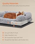 Feandrea FluffyHug Dog Bed, Medium Pet Bed for Miniature and Small Dogs, Egg Crate Foam Dog Sofa Bed with Removable Washable Cover, 30 x 23 x 9 Inches, Gray Ombré UPGW231G01