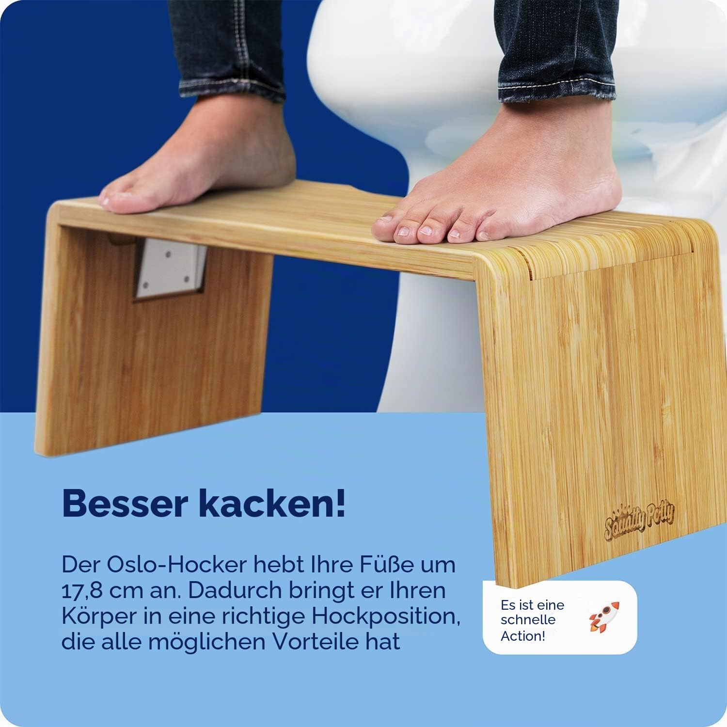 Squatty Potty Oslo Falten Bambus Toilette Hocker - 7-Zoll zusammenklappbar Badezimmer Hocker zum Erwachsene und Kinder, Braun