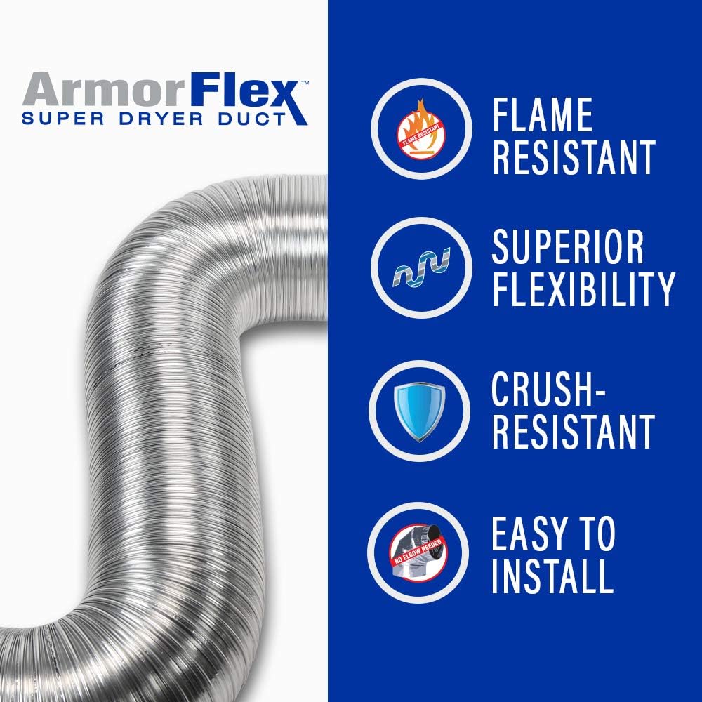 EASTMAN 8' Aluminum Dryer Vent with Clamps Bundle with 2-Pack 6' Stainless Steel Washing Machine Connectors