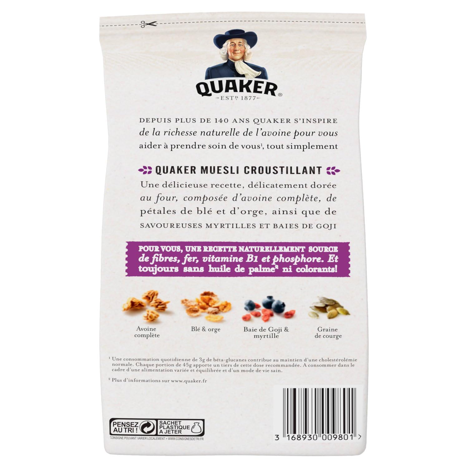QUAKER Muesli Céréales Myrtilles et Baies de Goji 500 g