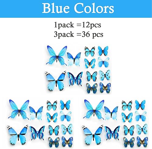 Miniatura 4 de Calcomanías de pared de mariposas, 36 unidades, mariposas 3D, decoración del hogar para habitación, calcomanía de pared para habitación de niñas,