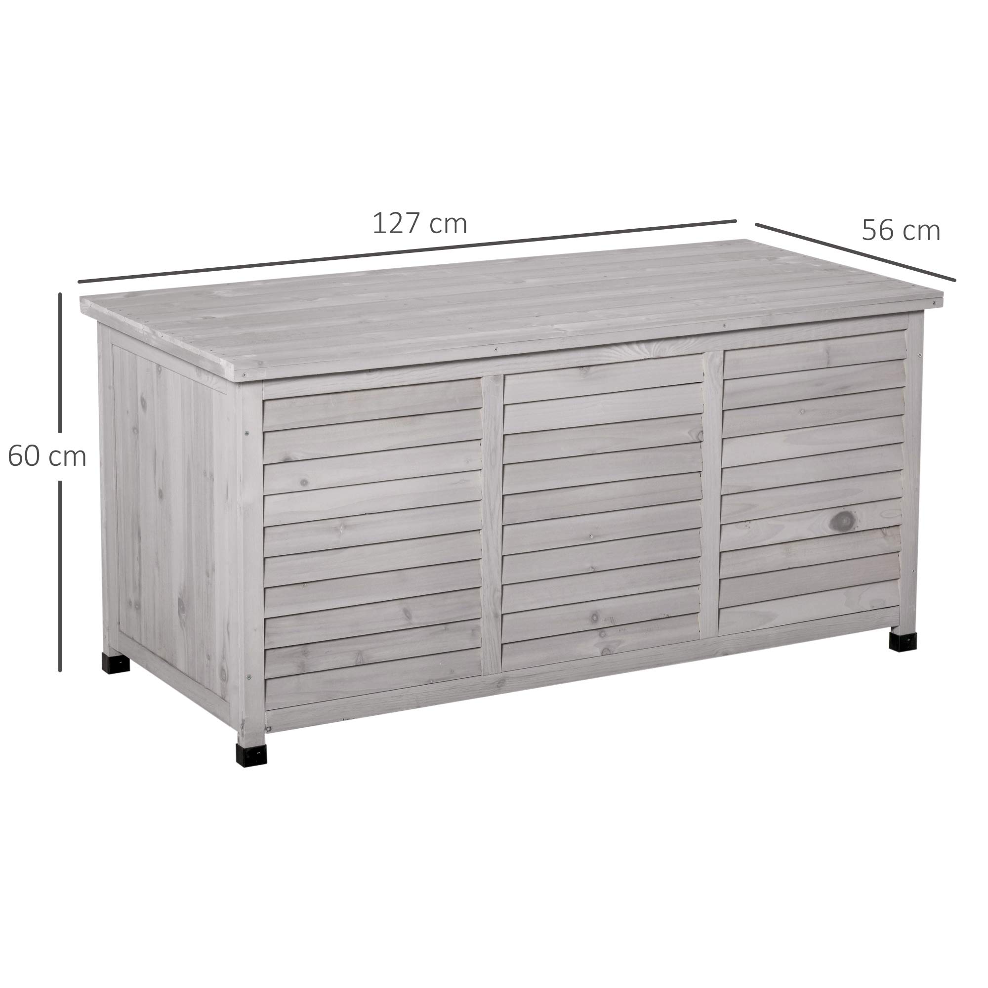 Outsunny Gartenbox Wetterbeständig Gartentruhe 127 x 56 x 60 cm Grau