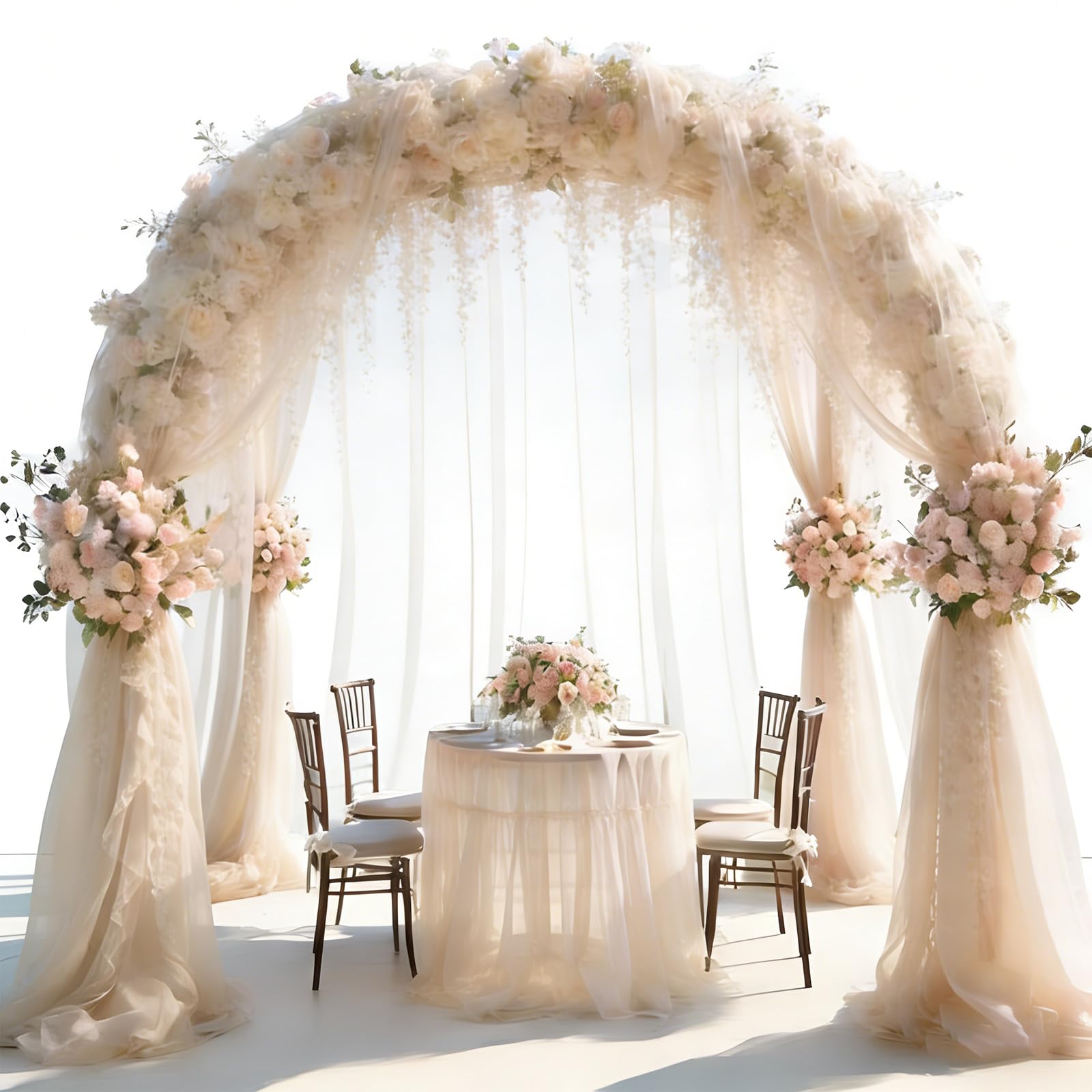 Duzapku Champagne Wedding Arch Draping Fabric, 1 Panel 5.2Ft X 33Ft Chiffon Fabric Drapery, Sheer Backdrop Curtains For Wedding Archway Ceremony Ceiling Arbor Decorations