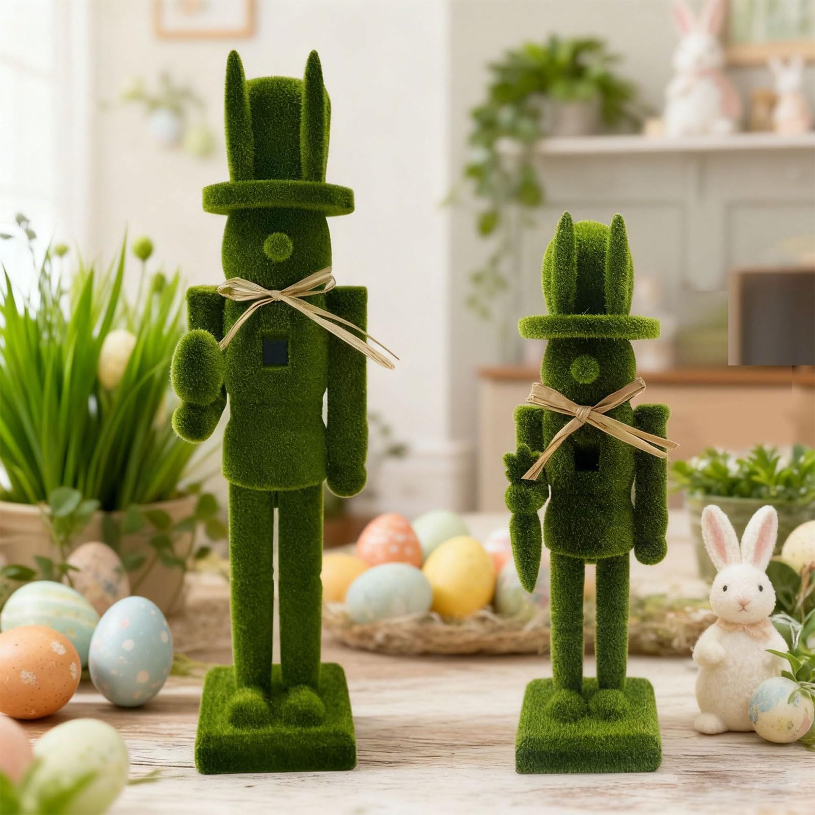 Hasen Nussknacker Dekorationen, Kaninchen Figur, Osterdekoration für den Innenbereich für den Frühling, Heimdekoration, Osterhasen Figur