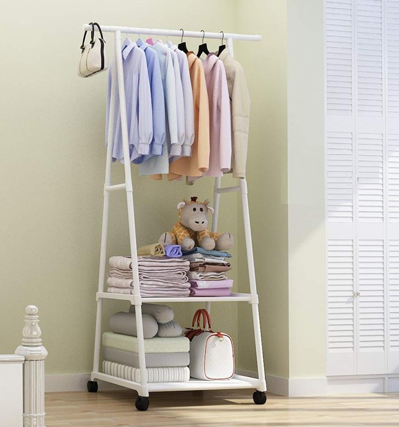 Lukzer A Shape White Garment Stand Multipurpose Metal Coat Hanger