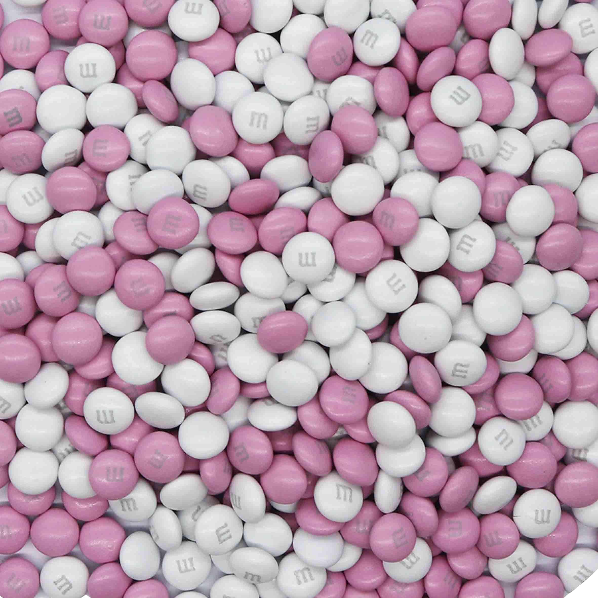 m&m Individual colors milk chocolate candy (Light Pink & White, 1 LB)