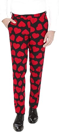 Opposuits Men's Fun Suit - Hearts Party Outfit - Prom and Valentines Day - Including Blazer, Pants and Tie - Size: US 38