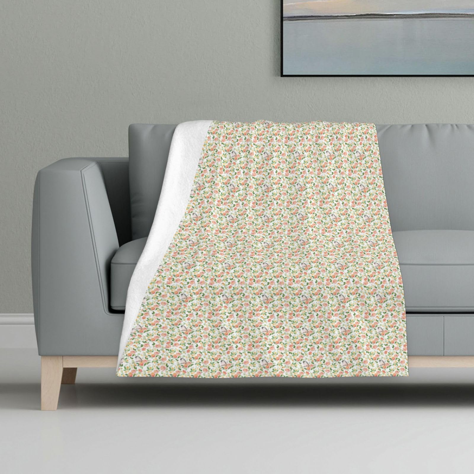 Couverture en flanelle imprimé fleurs et oiseaux pour créer un véritable cocon de douceur