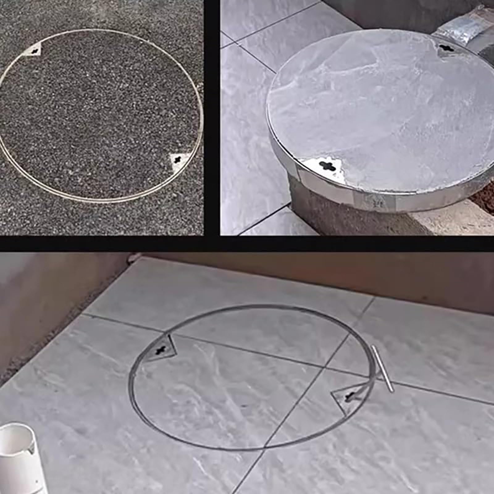 Tapa de inspección Redonda de Acero Inoxidable con Marco y trampilla de Acceso Oculta, Tapa de Registro de Drenaje con Orificios de elevación, 50 x 50 x 5 cm, para Uso en césped, jardín y pa