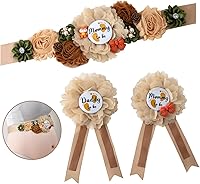 Vista 2 de Vemonllas Cinturón de maternidad para mamá para ser papá para ser ramillete, decoración de baby shower, accesorios para fotos de embarazo, regalos