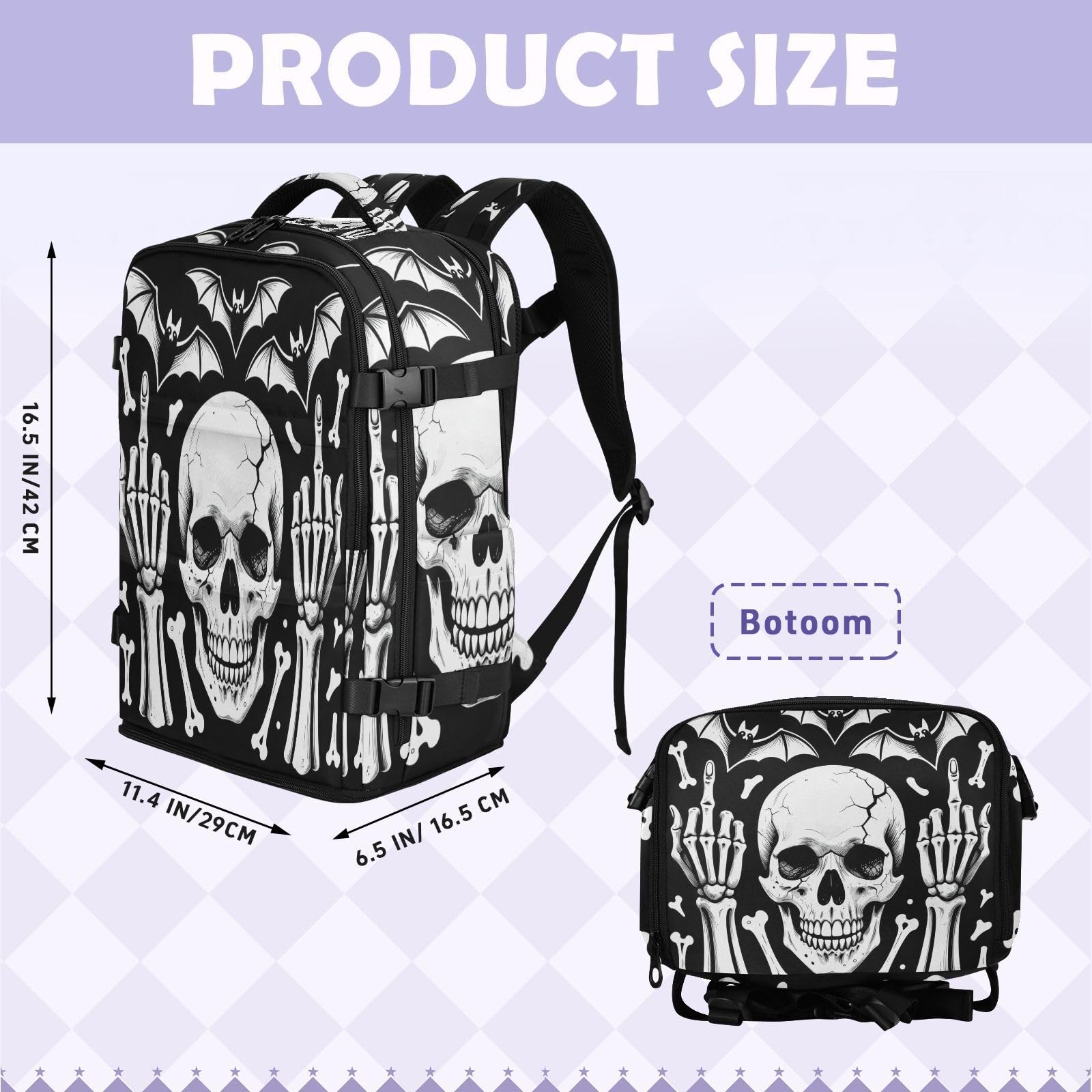 Zatwierdzony samolotem plecak podróżny 15,6 torba na laptopa dla mężczyzn do pracy | Stylowa torba biurowa Rock on Skeleton Hands 15,6 cala torba na laptopa do samolotów mochila para mujer 20L