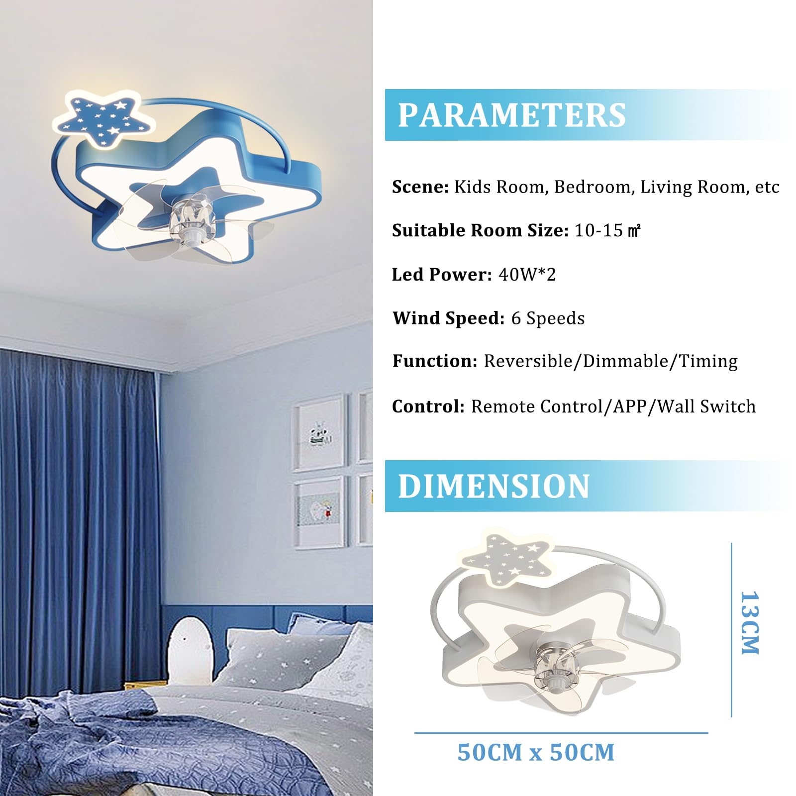 Lampadario Sofucor 132cm Con Luce, Dimmerabile 3CCT, Telecomando, 6 Velocità, Timer, DC Silenzioso Lampada Ventilatore Soffitto In Legno Per Camera Ventilatore Da Soffitto