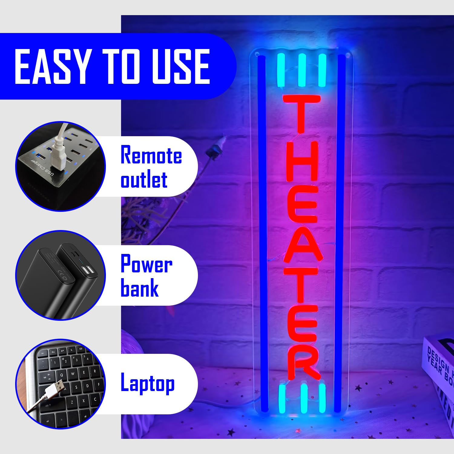 Segno al neon del teatro Decorazione del cinema Notte del cinema Led Segno Home Movie Theater Insegna al neon per la decorazione della parete Accessori per il teatro Illuminazione al neon per teatro