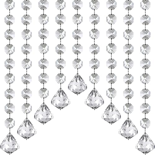 Jishi - Guirnalda de cristal de 10 m, guirnalda de cuentas de cristal colgantes, decoraciones para centro de mesa, puerta, prismas de araña de