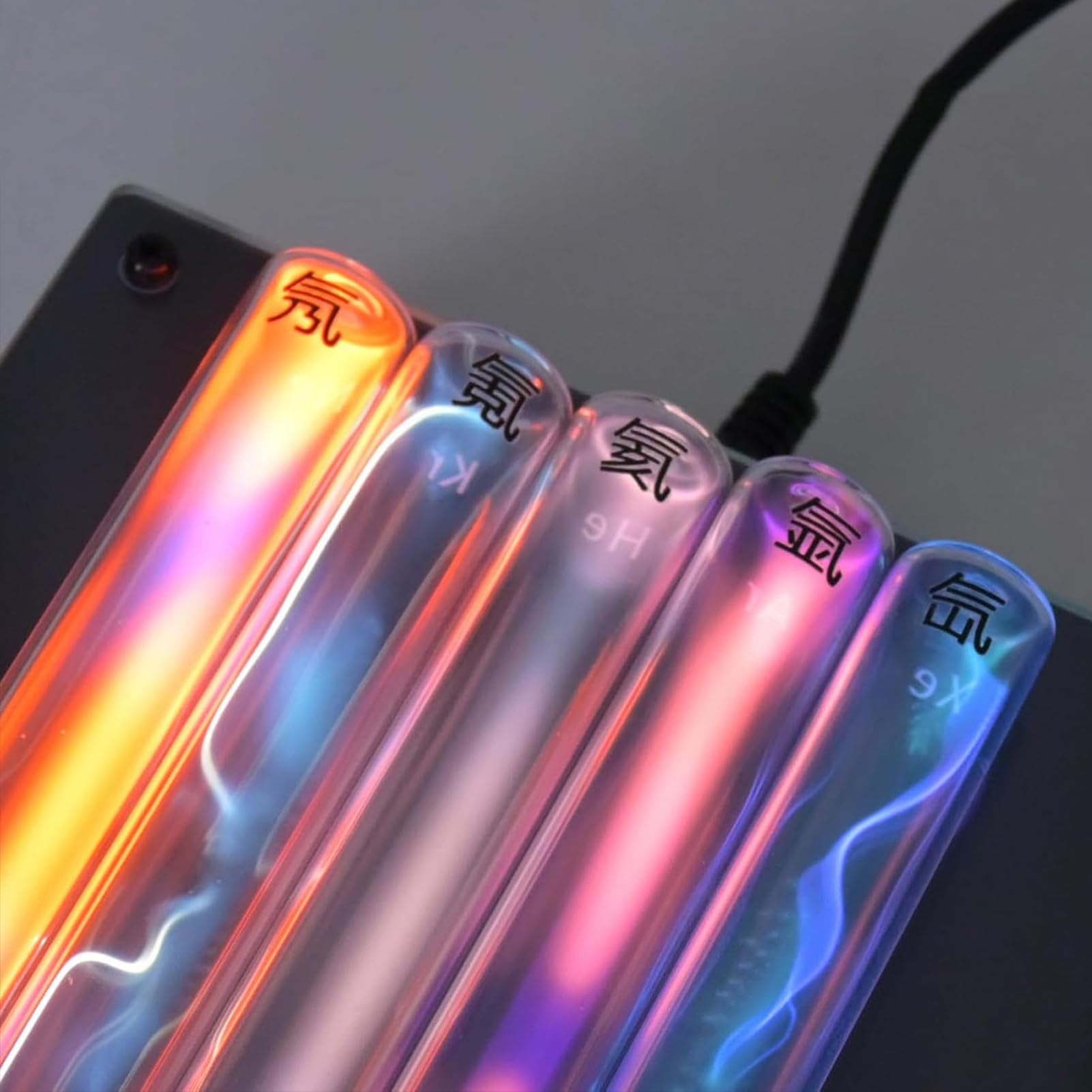 Lámpara con 5 Tubos De Plasma, Dispositivo Luminoso De Vidrio con Tubos De Plasma, Luz De Neón con Gases Raros, para Decoración De Fiestas, Señal De Advertencia para Actividades Al Aire Libre