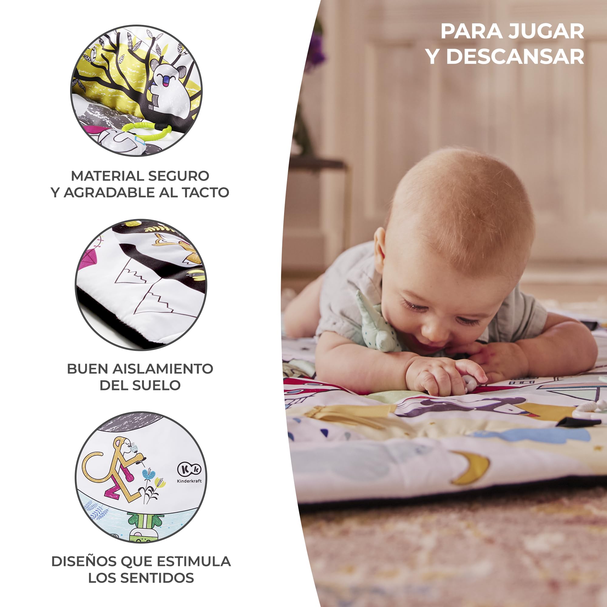 kk KinderKraft Educational Playmat SMARTPLAY - Baby, Unisex Infantil, Multicolor, 1 Unidad (Paquete de 1)