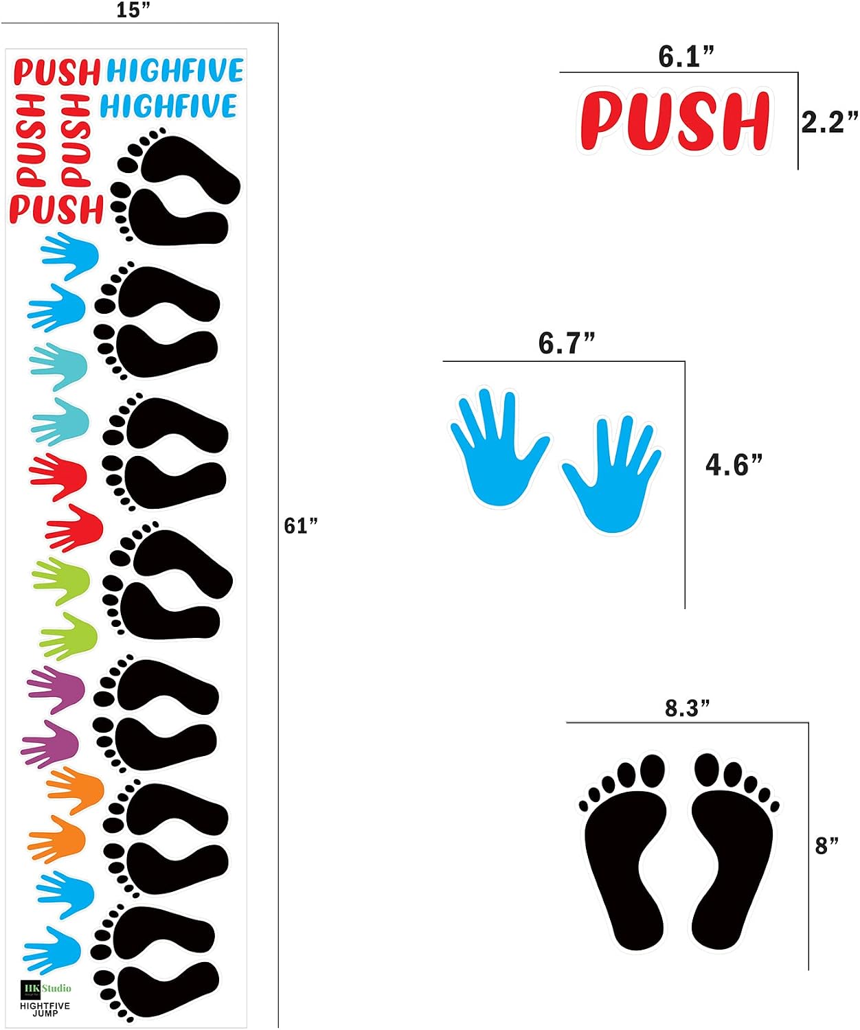 Classroom Decor Sensory Path Decals for Floor & Wall - Dynamic Hand & Foot Game Hopscotch Floor Stickers for Boosting Gross Motor Skills