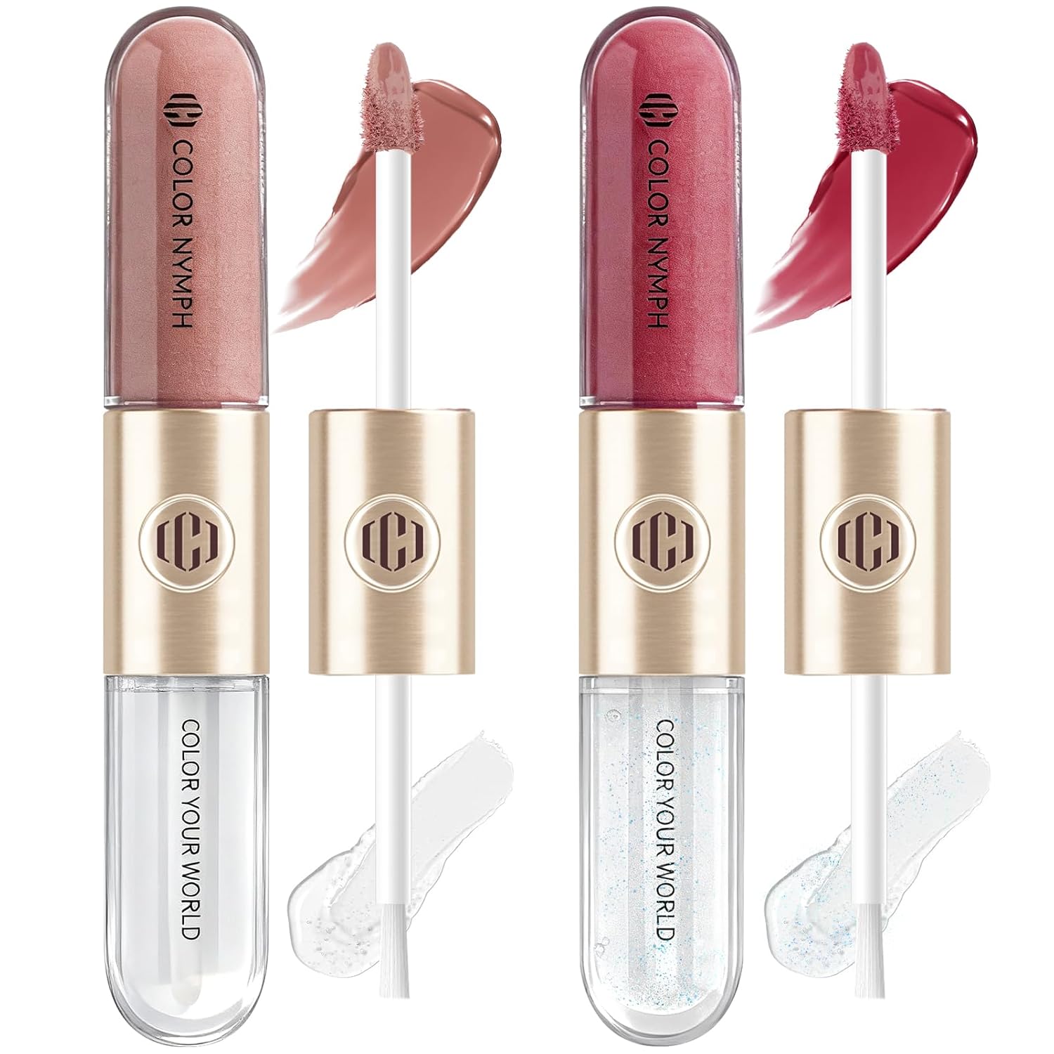Color Nymph Matte Liquid Lipstick with Clear & Shimmer Lip Oil | 2PCS Lip Makeup Set for Women & Girls | High Pigment Color Long-Lasting Dual Ended Lip Gloss | Cruelty-Free & Vegan (2-Count, 03)