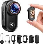 4K POV Camera, Thumb Size Mini Body Camera with 64GB Card, WiFi Portable Action Cam with Magnetic Mount, 150° Wide Angle Hands-Free Wearable Vlogging Camera for TikTok YouTube Travel