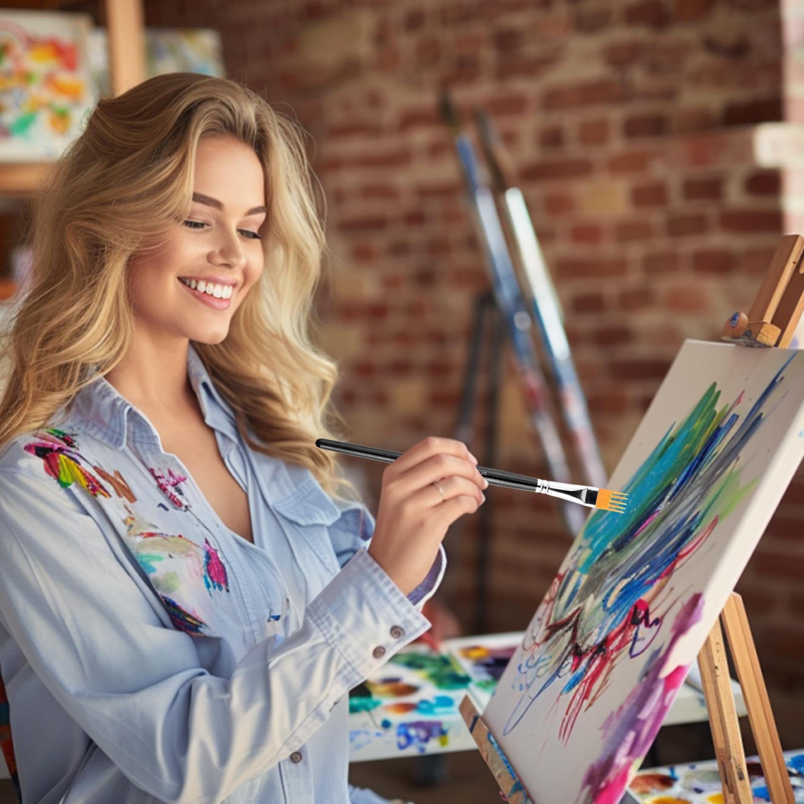 Pinceles de Pintura para Artistas, 4 bolígrafos ergonómicos | mango ergonómico, para manualidades, para niños, aula, colorear, adultos, manualidades y dibujo