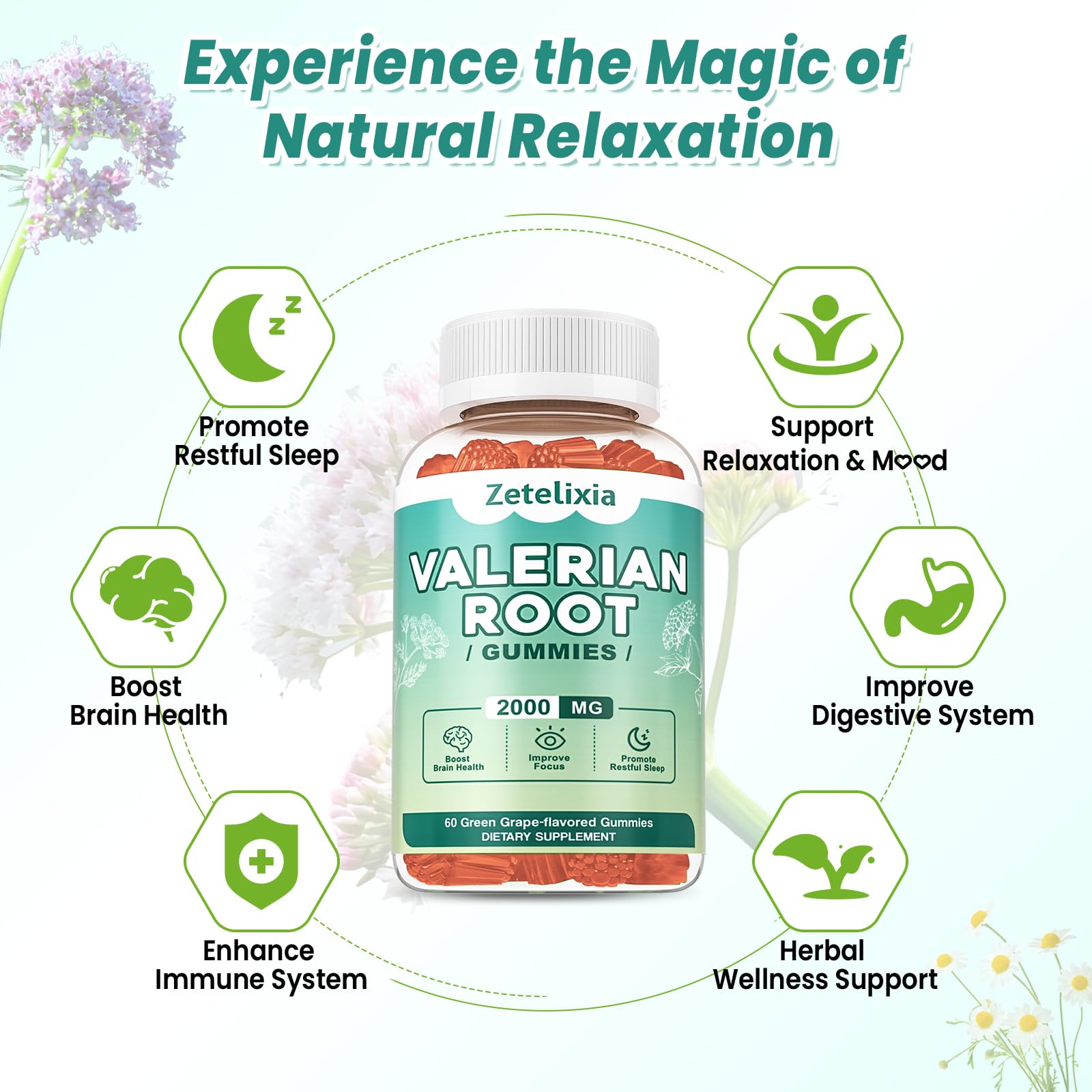 Organic Valerian Root Gummies for Sleep, Melatonin Free, 60 Count — Amazon image 2