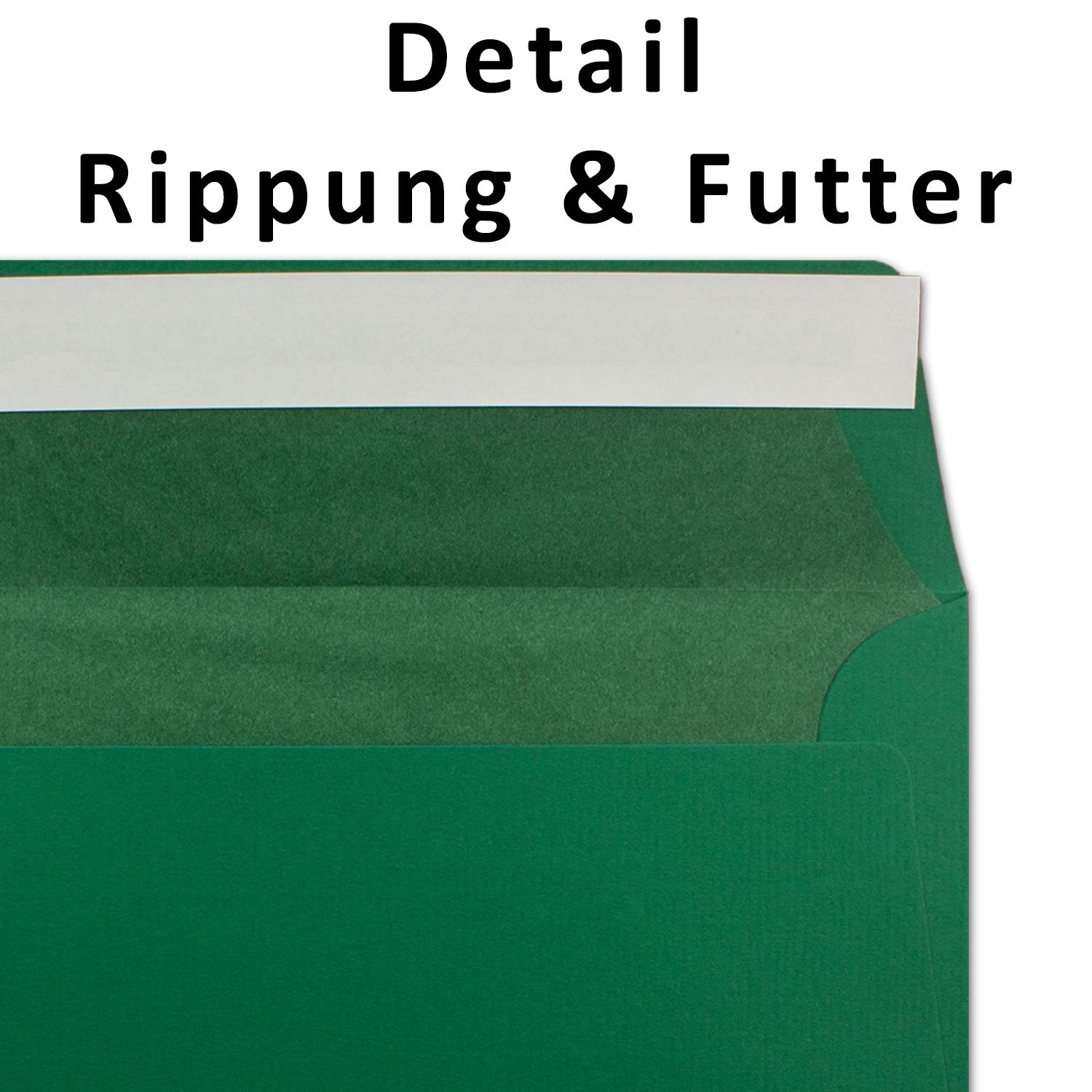 Neuser FarbenFroh - Buste per lettere, formato DIN lungo, imbottite con carta velina, 110 g/m2, 110 x 220 mm, chiusura con striscia adesiva 150 Stück Verde scuro con fodera verde.