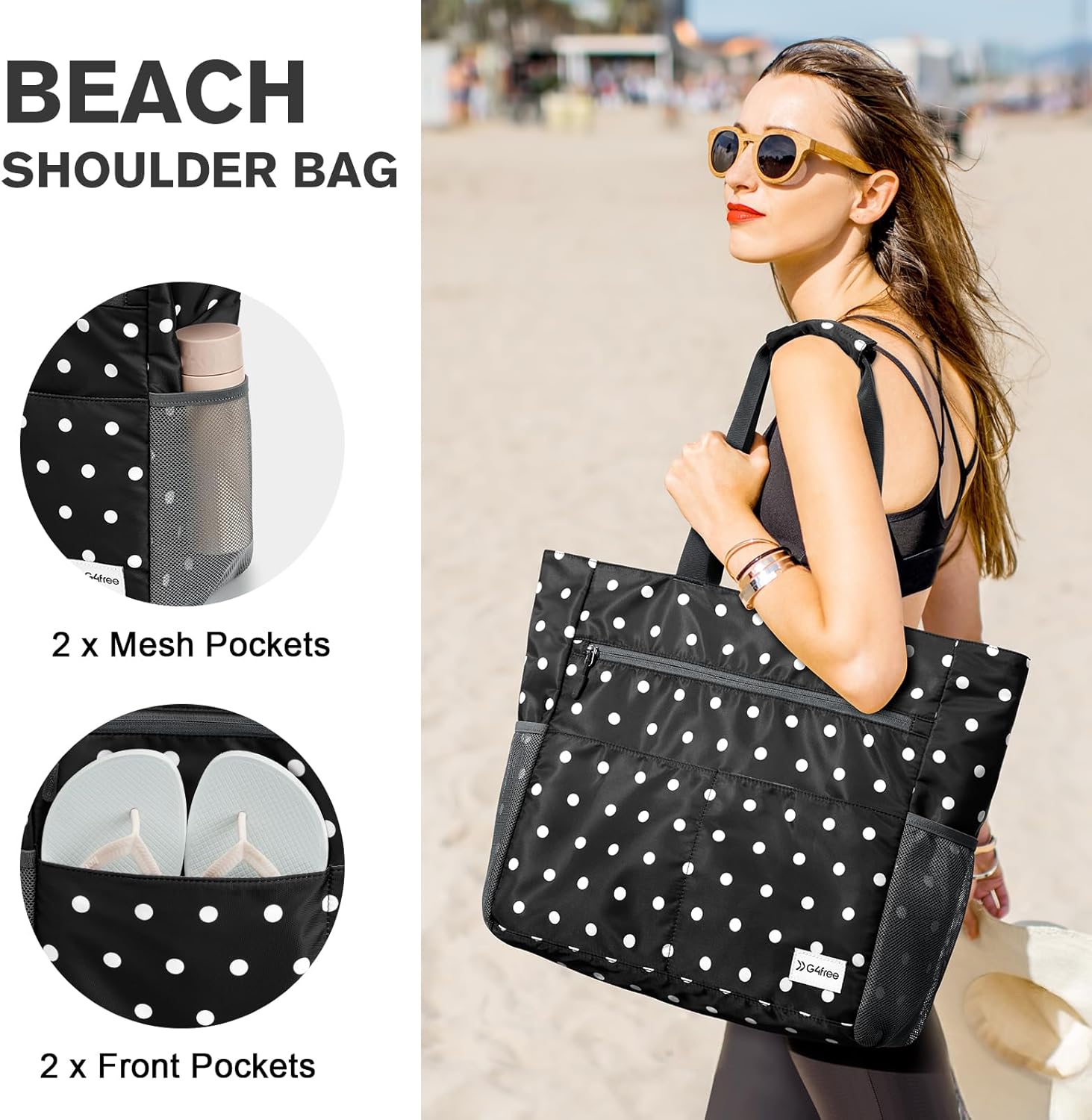 G4Free Beach Bag, Waterproof Sandproof Beach Tote Bag, Large Capacity Foldable for Women - Image 4