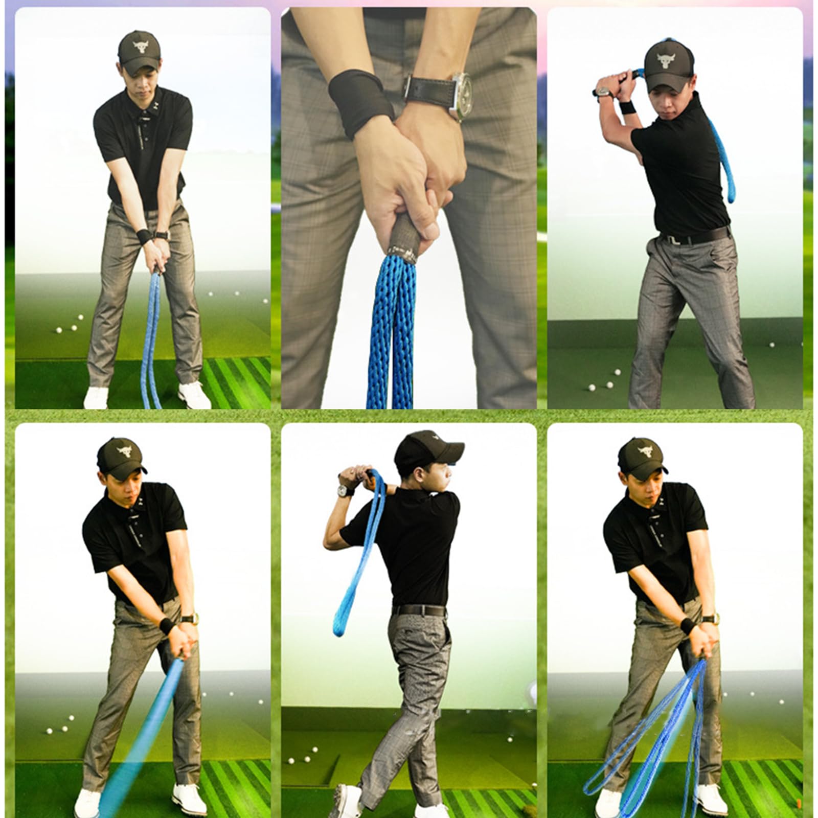 Tragbares Golfschwung Übungsseil, Übungsseile, elastisches Trainingswerkzeug, Seil, Golfzubehör, einfach zu bedienende Schwungübung