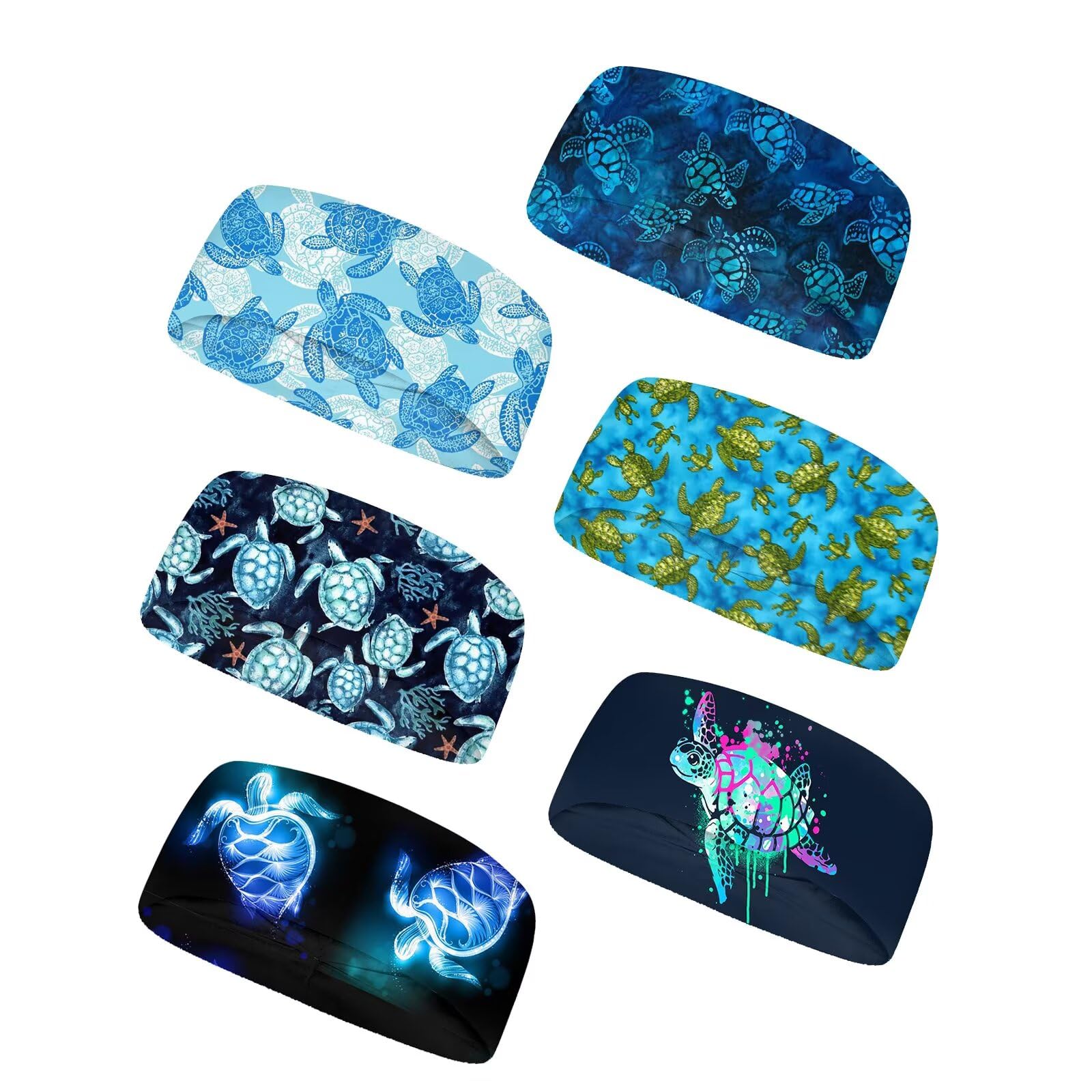 Forchrinse Sunflower with Text Print 6Pieces Sport Sweatband Headband for Soft Elasitc Headband Hair Bands Unisex Outdoor Sport Headbands