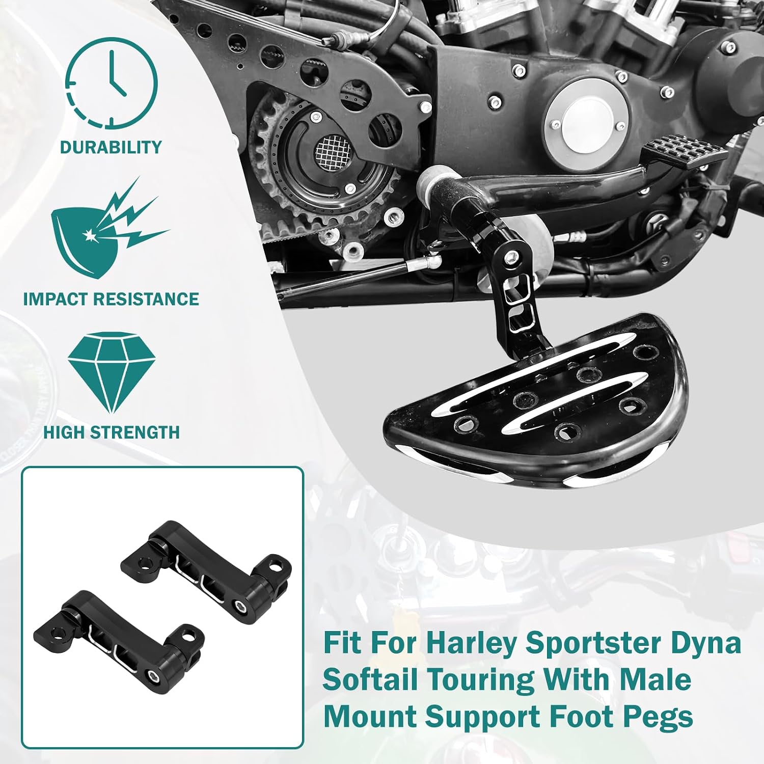 Foot Peg Extension Highway 2 1/4" Footpegs Adjustable 360°Rotating Mounts Clamp Mount Bracket Fit For Harley Touring Road King Street Glide Road Glide Sportster Dyna Fat Bob Softail