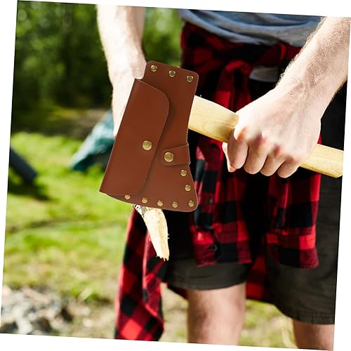 Miniatura 7 de DOITOOL Funda de cuero hacha de cuero de cuero herramienta de cuero cubierta de camping funda portátil hacha cubierta protectora suministro de cuero